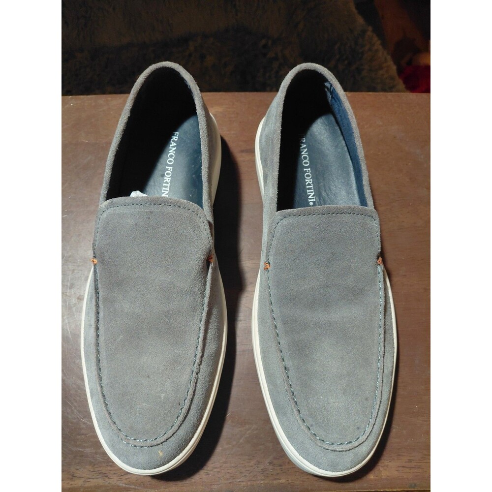 Franco Fortini Mens 10 Connor Dark Grey Suede Slip On Loafers Shoes - New In Box